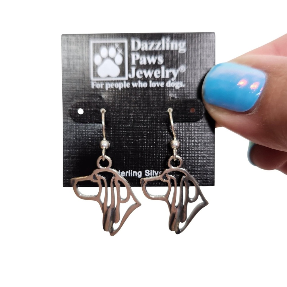 Dazzling Paws‎ Jewelry Sterling Silver Basset Hound Dog Dangle Drop Earrings 1in